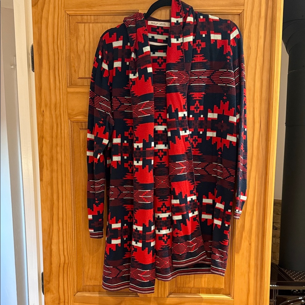 Woolrich Red and Black Geometric Cardigan